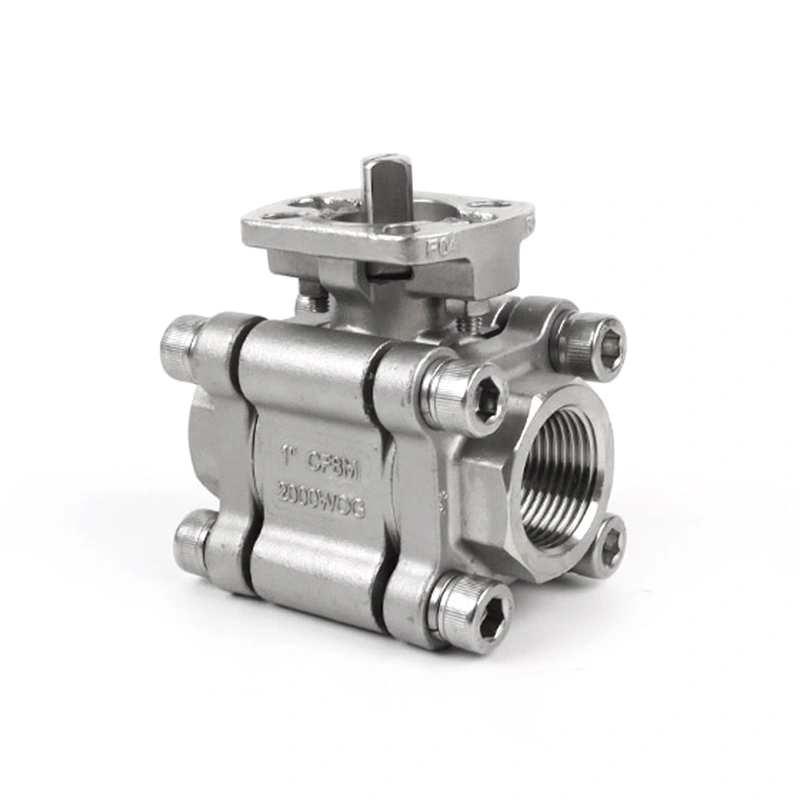 Actuator को लागि ISO 5211 आधार संग 3PC बल भल्भ 2000WOG